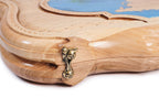World Map Epoxy Resin backgammon board - close-up of the carved design