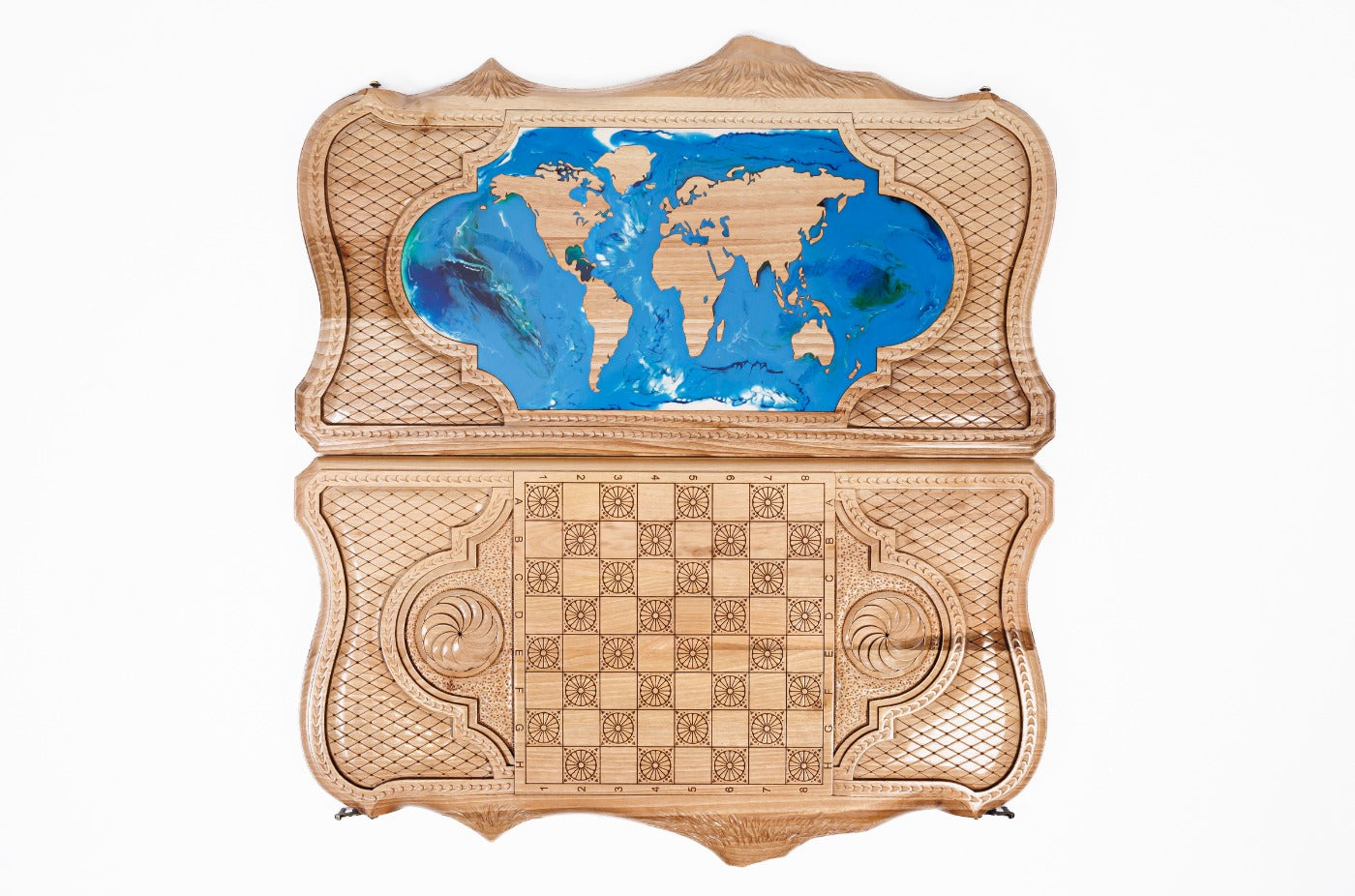 Backgammon Board - World Map & Epoxy Resin
