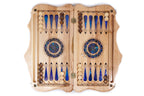 World Map Epoxy Resin backgammon board - detail of the wood grain and finish