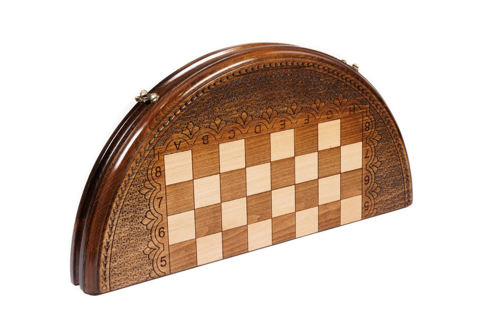 Wooden Carved Chess Set Circular 40 cm | 15.6" - Unumperfectus