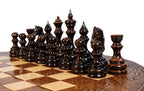 Carved Circular chess set in wood by Hrachya Ohanyan