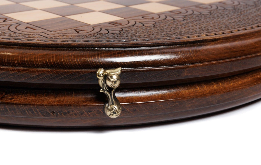 Wooden Carved Chess Set Circular 40 cm | 15.6" - Unumperfectus