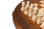 Carved Circular chess set - close-up of the playing squares