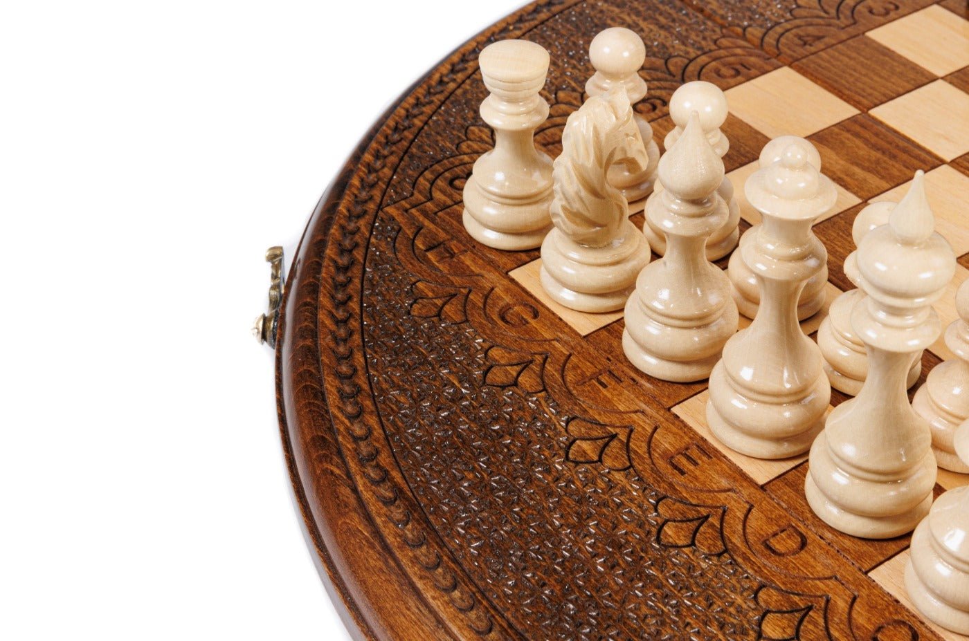 Wooden Carved Chess Set Circular 40 cm | 15.6" - Unumperfectus