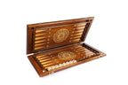 Premium handcrafted wooden backgammon board symbolic eternity artwork
