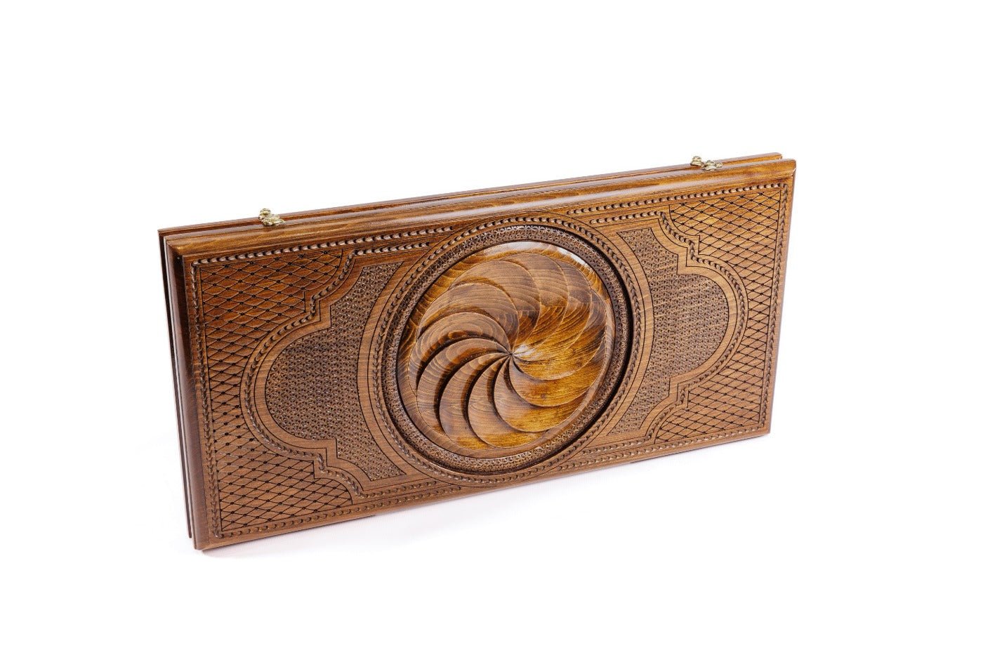 Luxury backgammon board with eternity inspired artistic wooden style