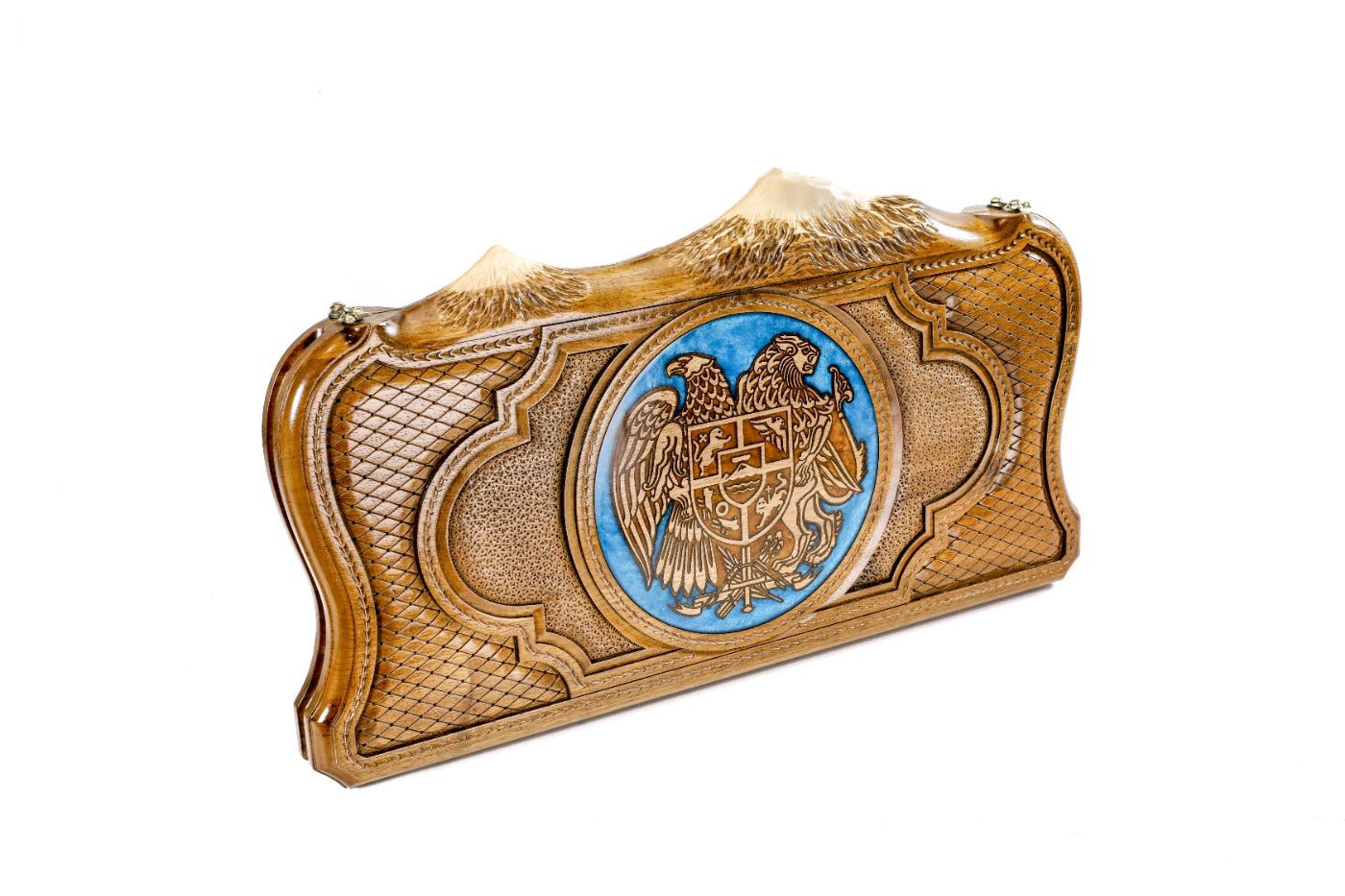 Backgammon Board - Coat of Arms of Armenia World Map With Epoxy - Unumperfectus