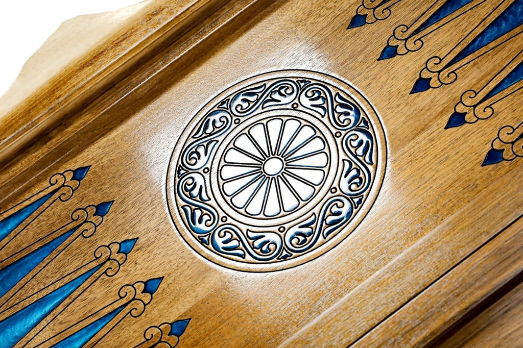 Backgammon Board - Coat of Arms of Armenia World Map With Epoxy - Unumperfectus
