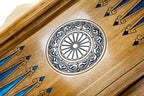 Coat of Arms of Armenia World Map Epoxy backgammon board - angled view