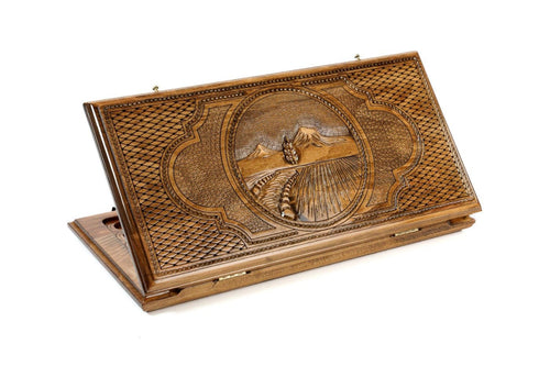 Armenian backgammon board with Ararat inspired design 19.7 inch
