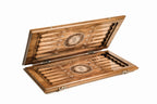 Armenian Ararat Classic backgammon board - playing pieces and dice arranged on the board