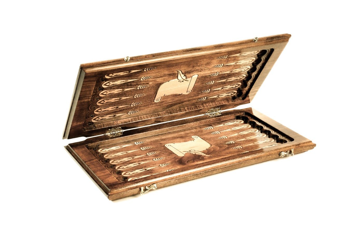 Luxury backgammon board alphabet inspired wooden craftsmanship style