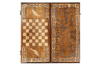 Armenian Alphabet backgammon board - detail of the wood grain and finish