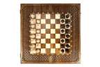 Top-down view of the braid epoxy chess set with pieces in starting position