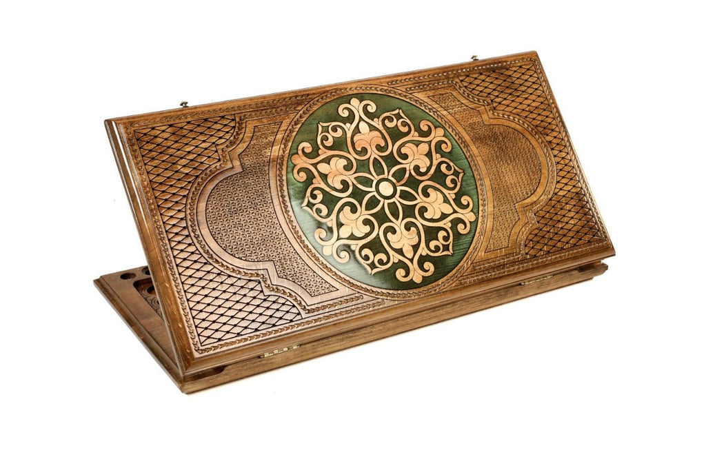 Ornamental epoxy wooden backgammon board handcrafted luxury design