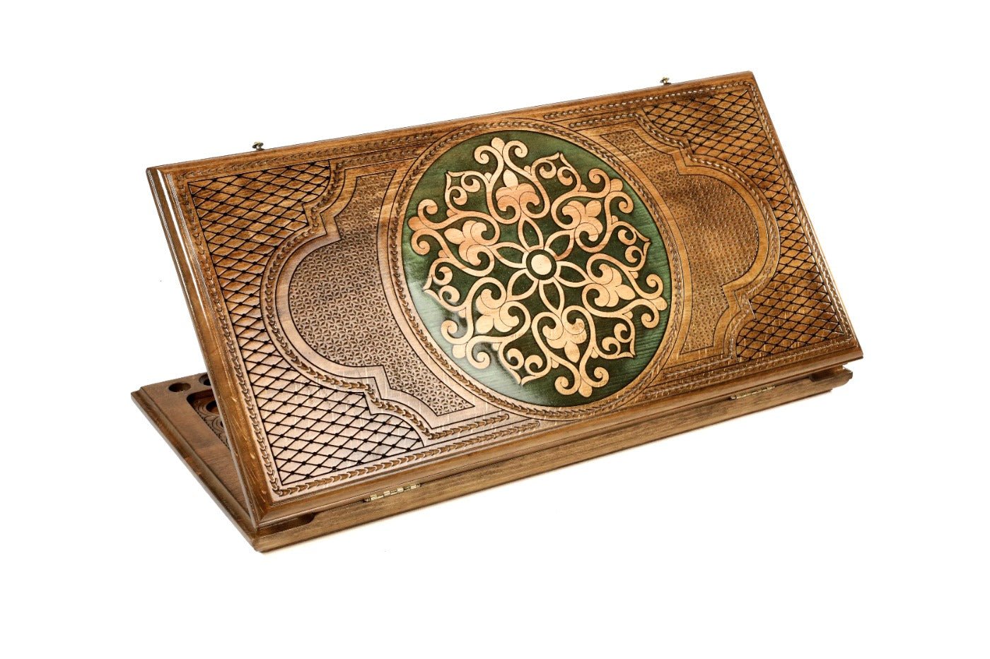 Ornamental epoxy wooden backgammon board handcrafted luxury design
