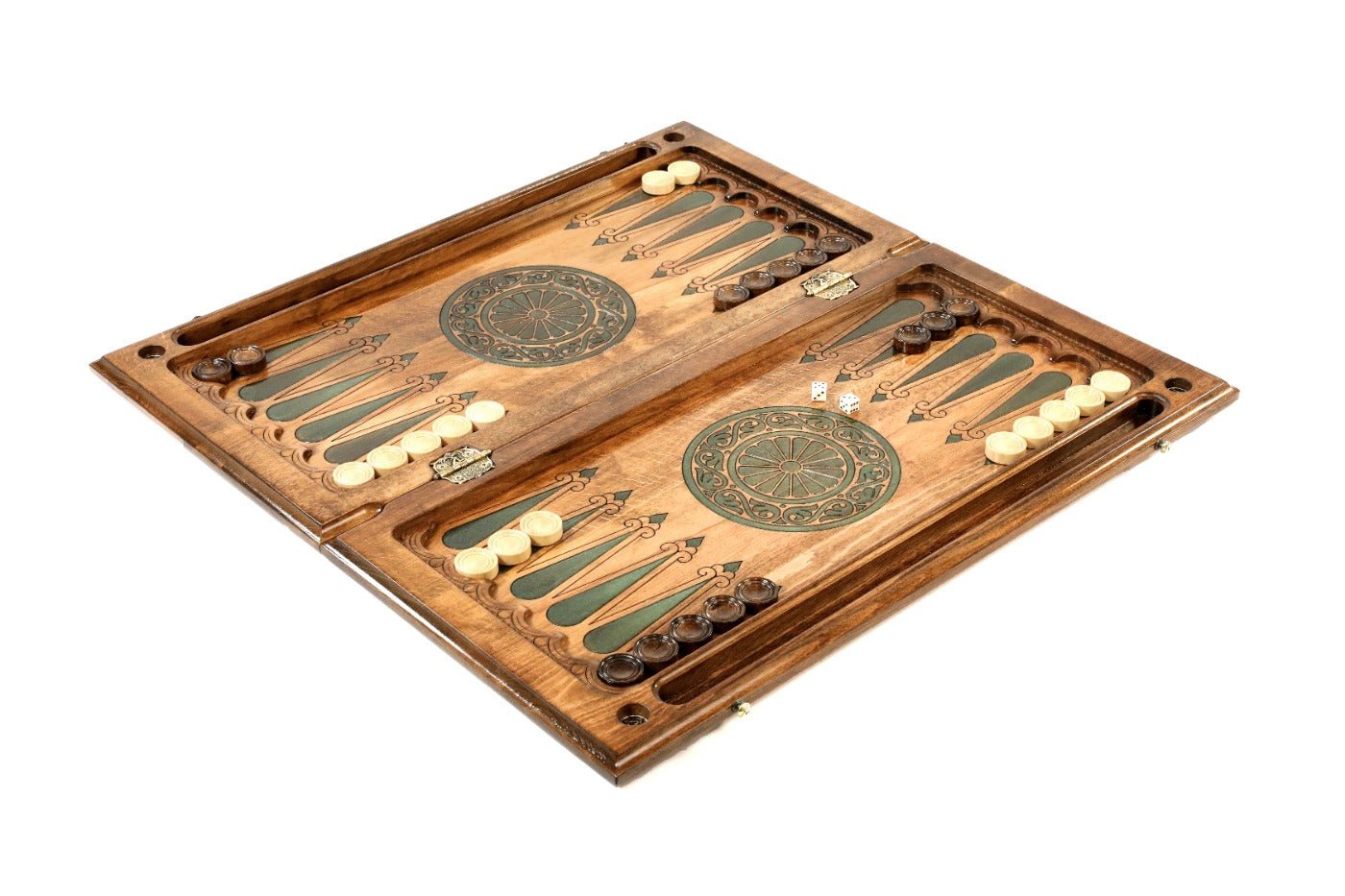 Premium handcrafted wooden backgammon board decorative epoxy resin detail