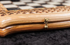 Chess 2 in 1 Board Copyrighted Contour Outline chess and backgammon set - detail of the carved border