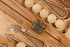 Chess 2 in 1 Board Copyrighted Contour Outline chess and backgammon set - corner detail of the board