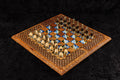 Handcrafted chess and backgammon board with amber stones and epoxy resin detailing 60 cm