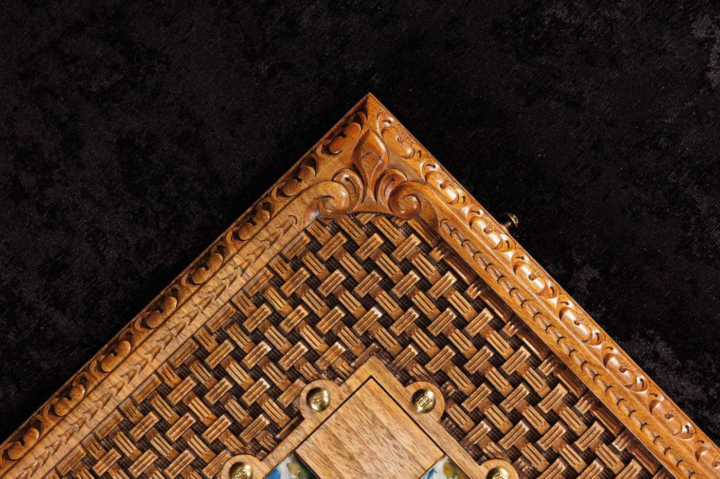 Epoxy Chess–Backgammon Board with Amber Stones – 60 cm | 23.6" Handmade Wooden Game Set