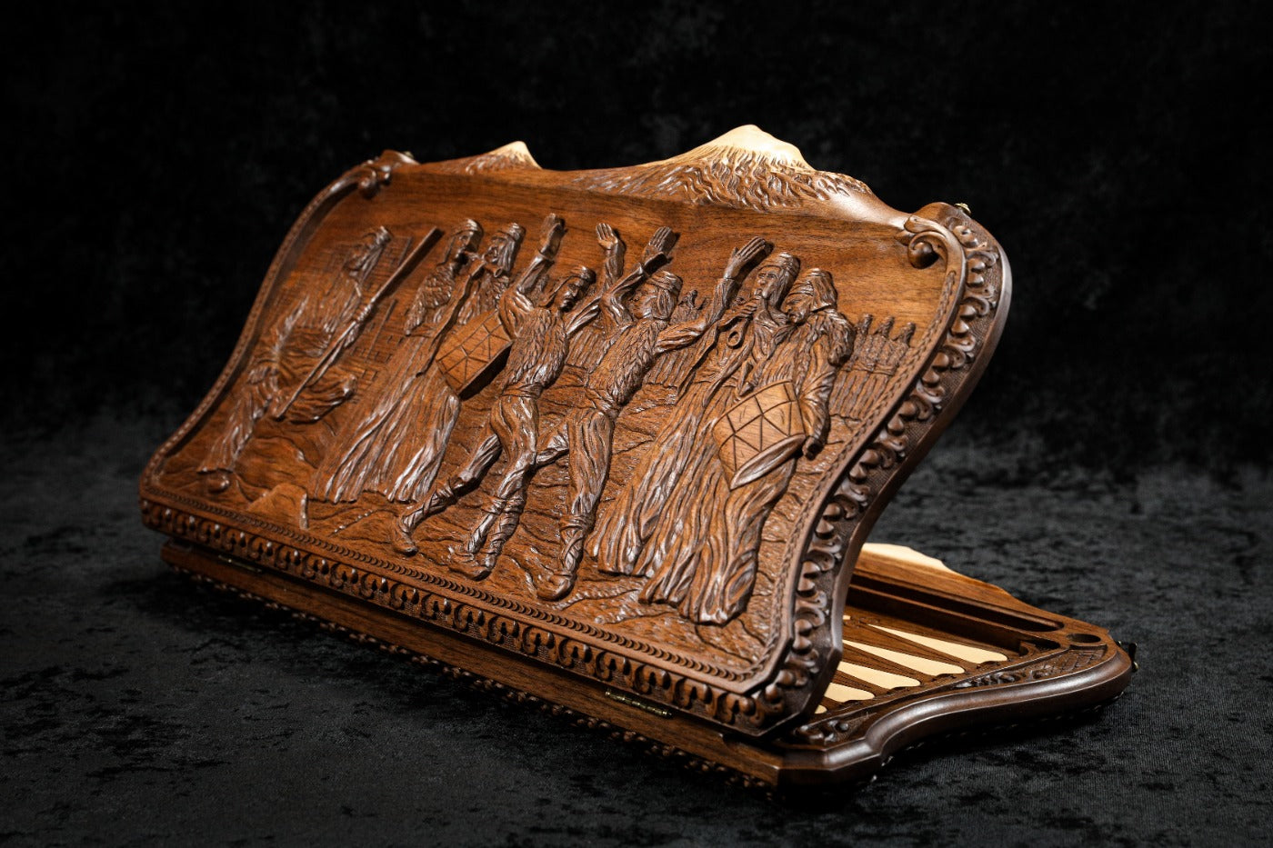 Dance of Sassoun Backgammon Board with Inlay & Copyrighted Mount Ararat Outline – 60 cm | 23.6"