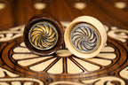 Dance of Sassoun Inlay Copyrighted Mount Ararat Outline backgammon board - close-up of the playing surface
