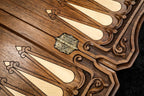 Dance of Sassoun Inlay Copyrighted Mount Ararat Outline backgammon board - closed cover detail