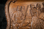 Dance of Sassoun Inlay Copyrighted Mount Ararat Outline backgammon board - close-up of the playing surface