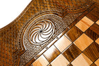 Church of St. Gayane backgammon board - detail of the wood grain and finish
