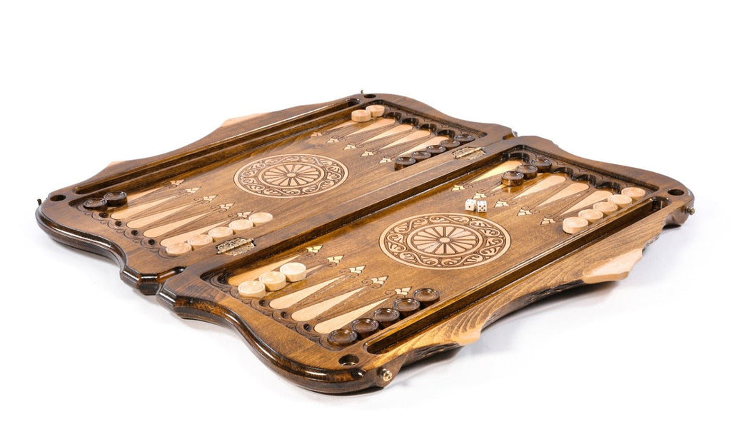 Premium handcrafted wooden backgammon board strong symbolic tiger design
