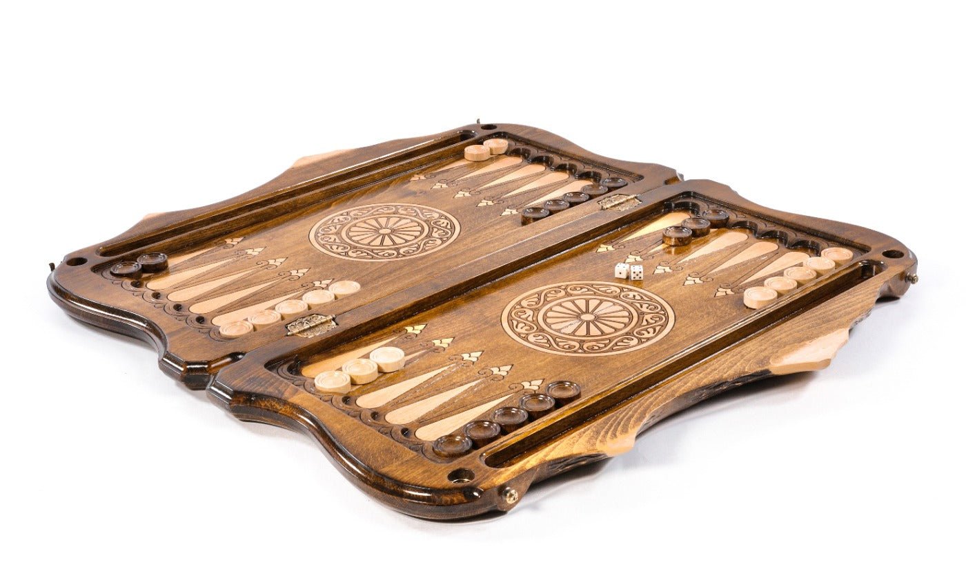 Premium handcrafted wooden backgammon board strong symbolic tiger design