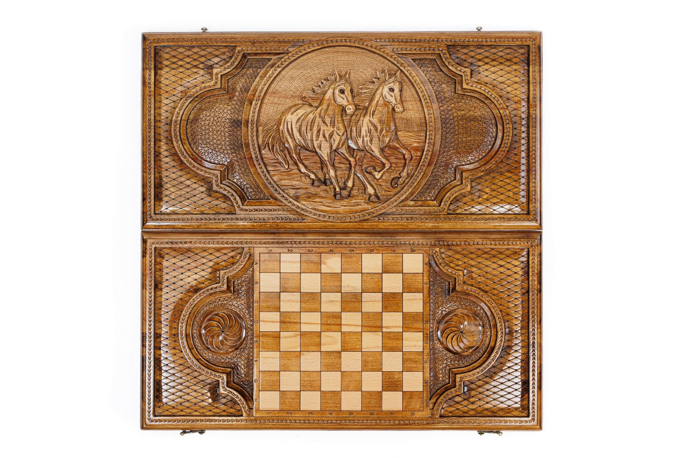 Classic Horse Wooden Backgammon Board - Unumperfectus