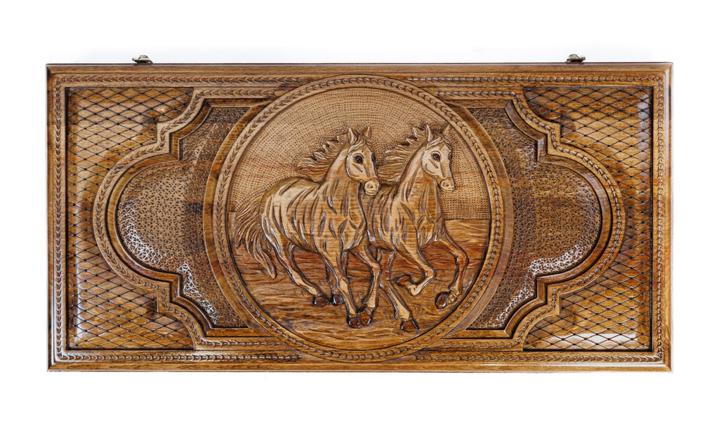 Classic Horse Wooden Backgammon Board - Unumperfectus
