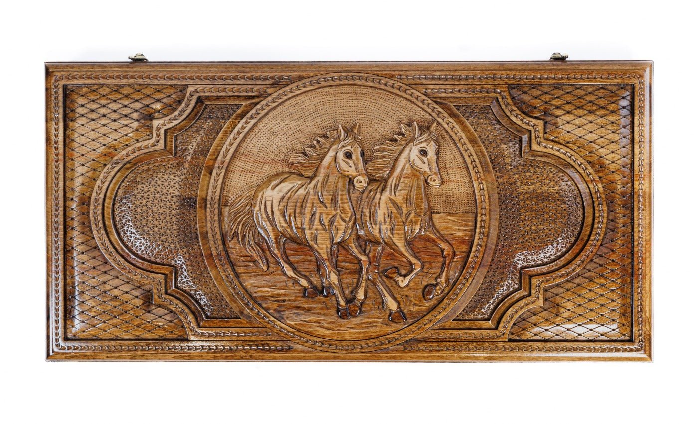 Classic Horse Wooden Backgammon Board - Unumperfectus