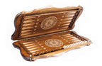 Deer backgammon board - detail of the wood grain and finish