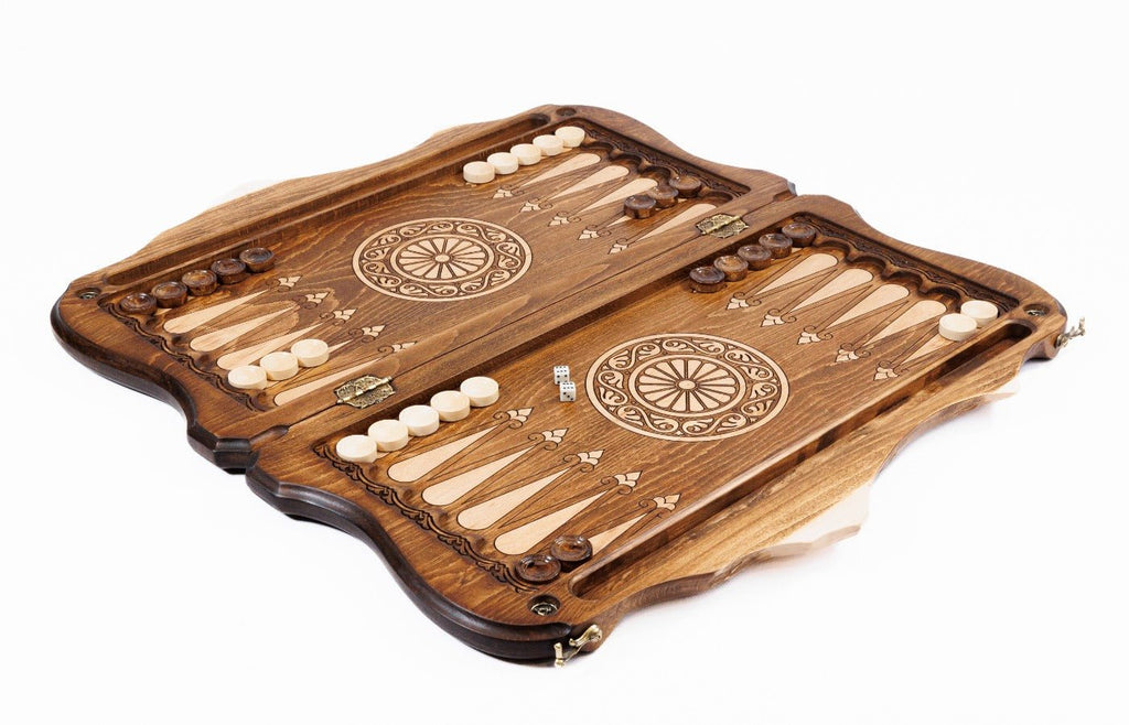 Premium handcrafted wooden backgammon board nature symbolic deer design