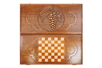 Grape Cluster backgammon board - detail of the wood grain and finish
