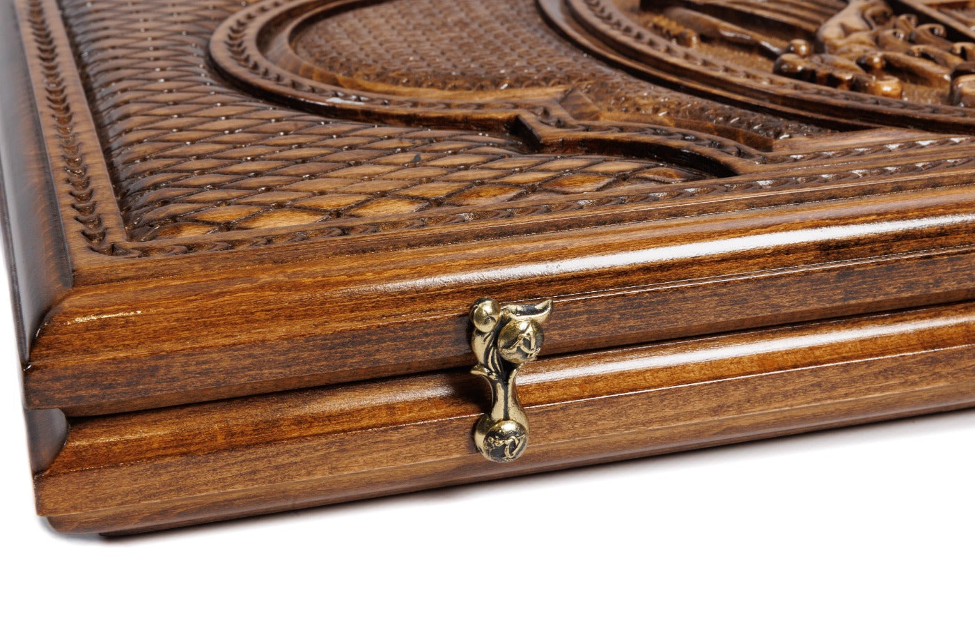 Dual Coat of Arms Wooden Backgammon Board - Armenia & Russian Federation - Unumperfectus