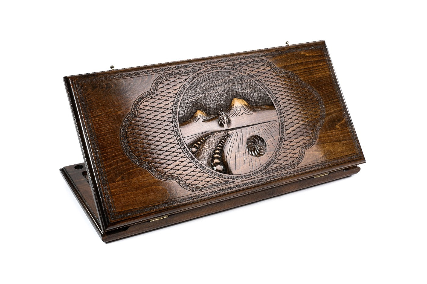 Armenian backgammon board with Ararat inspired design 23.6 inch