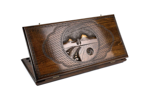 Armenian backgammon board with Ararat inspired design 23.6 inch