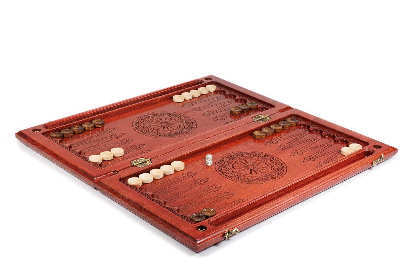 Premium handcrafted wooden backgammon board classic red finish