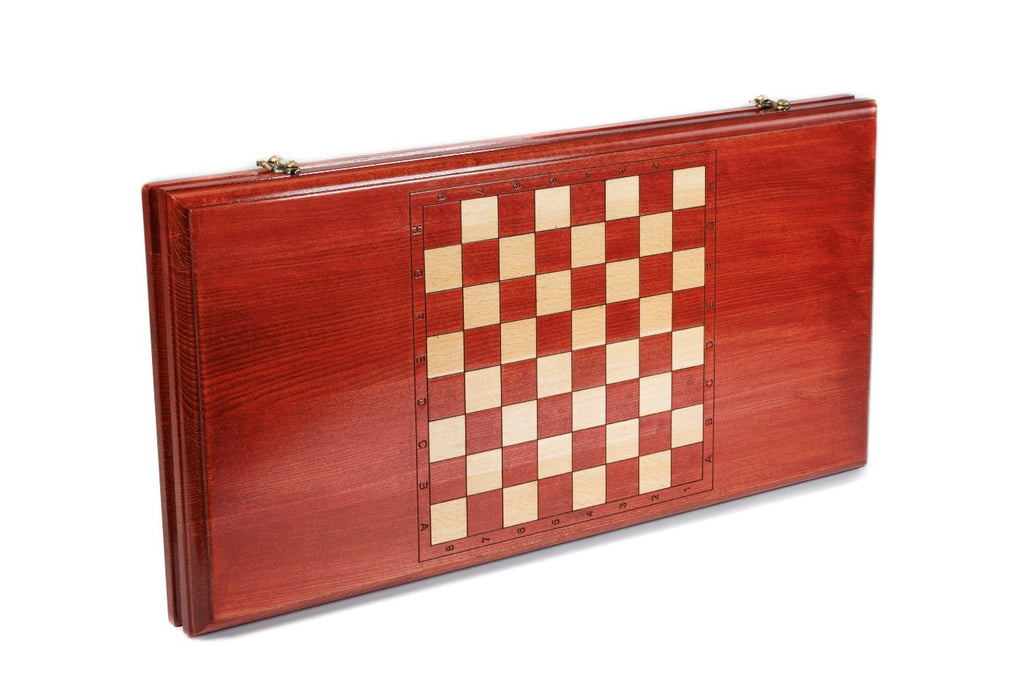 Luxury backgammon board red themed wooden elegant style