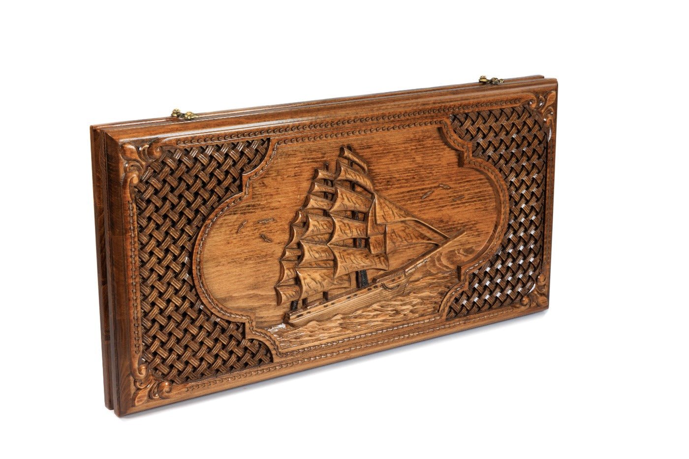 Backgammon Board - Classic Sail Wooden Design with Braid Motifs - Unumperfectus
