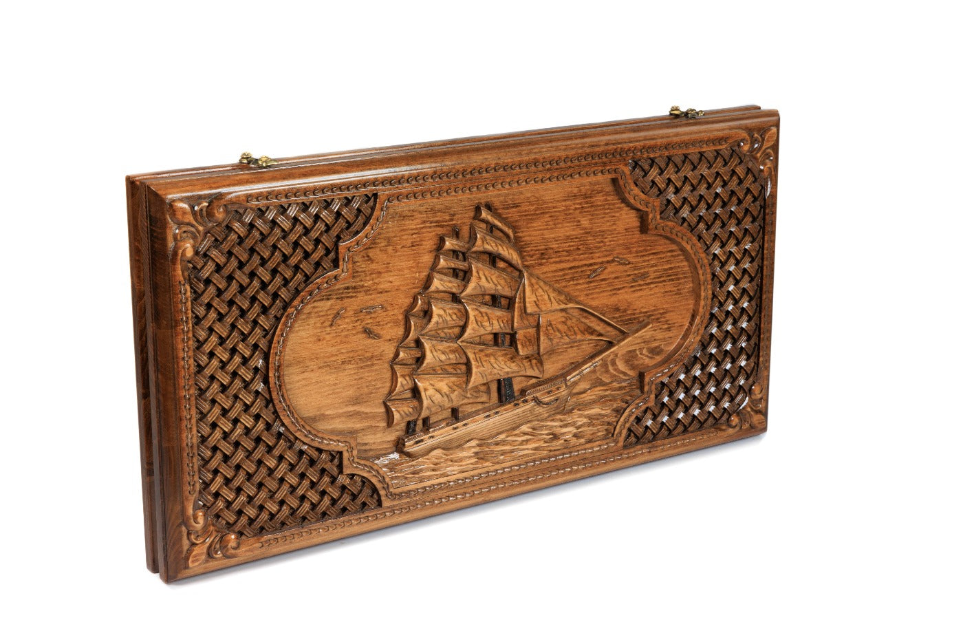 Backgammon Board - Classic Sail Wooden Design with Braid Motifs - Unumperfectus