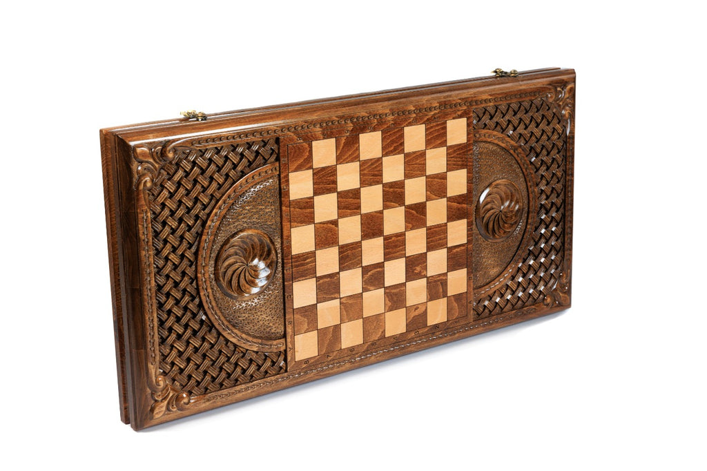 Backgammon Board - Classic Sail Wooden Design with Braid Motifs - Unumperfectus