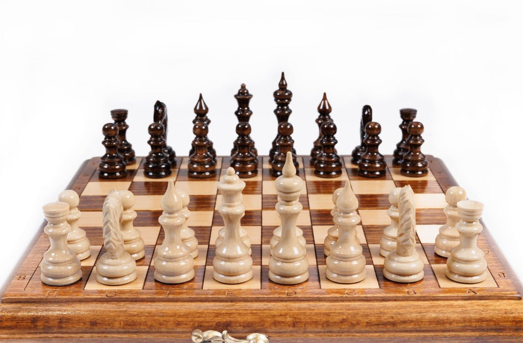 Wooden Carved Chess Set Classic 24 cm | 9.4" - Unumperfectus
