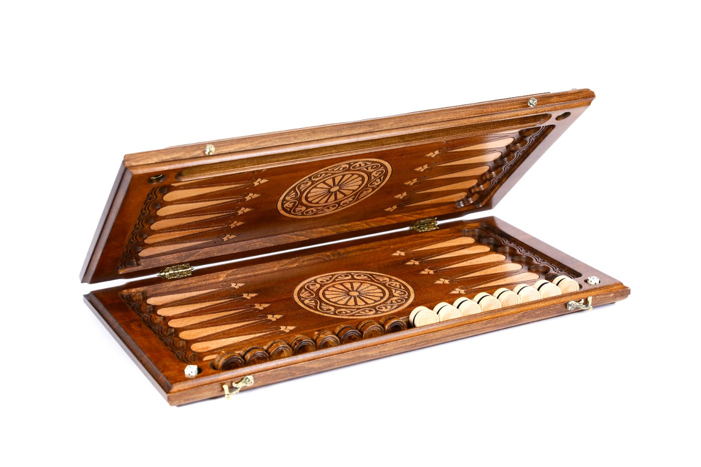 Classic Horse Wooden Backgammon Board - Braid Motifs - Unumperfectus