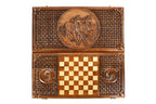 Classic Horse Braid Motifs backgammon board - side profile showing the craftsmanship