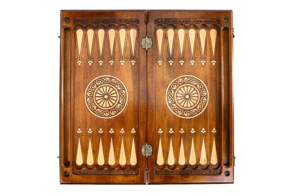 Classic Horse Wooden Backgammon Board - Braid Motifs - Unumperfectus